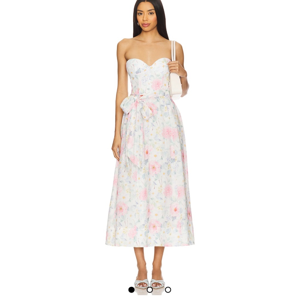 Bardot Strapless Pastel Floral Dress